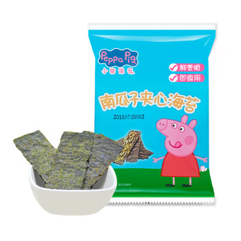 小猪佩奇Peppa Pig宝宝零食儿童即食紫菜南瓜子夹心海苔片8g